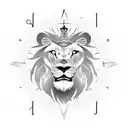 lion face with crown cross compass clock tattoo design idea