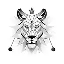 lion face with crown cross compass clock tattoo design idea