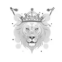 lion face with crown cross compass clock tattoo design idea
