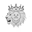 lion face with crown cross compass clock tattoo design idea