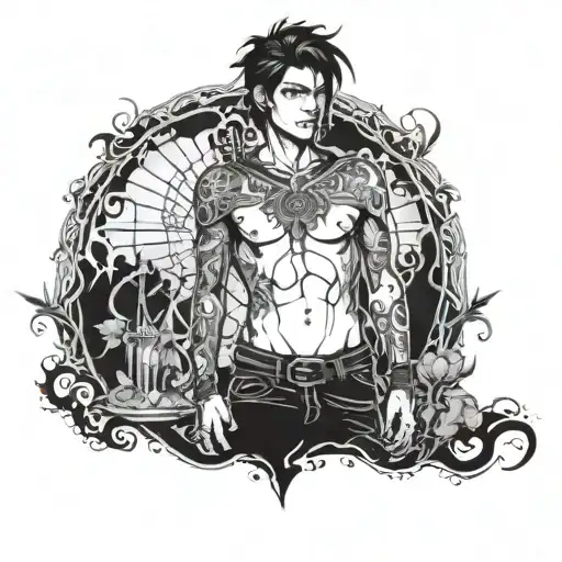 goth boy standing tattoo design idea