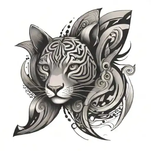 Design a tattoo featuring Makima in a bold and abstract style tattoo design idea