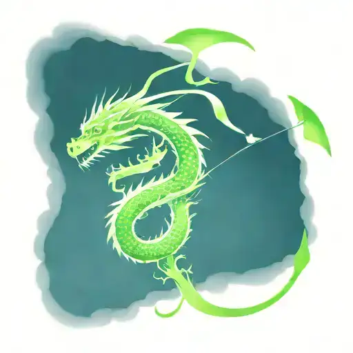 A traditional Japanese dragon coiled around a glowing arrow, symbolizing power and determination tattoo design idea