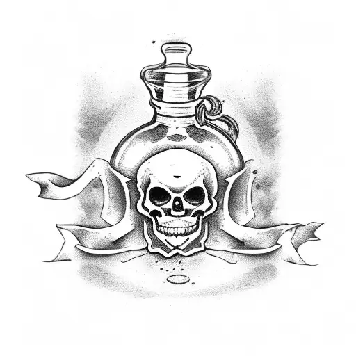 pirate bottle of rum tattoo design idea