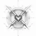 A weightlifting barbell with a heart symbol at each end, symbolizing the dedication of a hardworking individual tattoo design idea