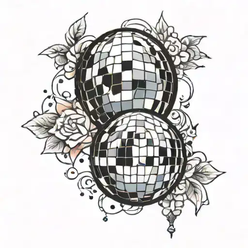 disco ball matching tattoo design idea