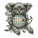 disco ball best friend  tattoo design idea