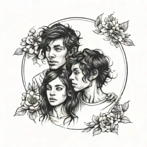 3 siblings two brothers and a sister tattoo design idea