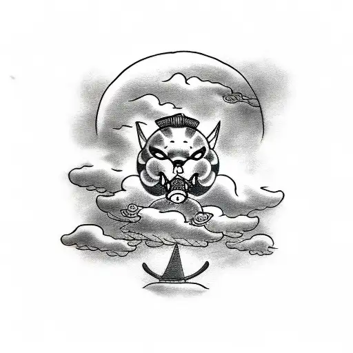 Japanese Clouds black and grey tattoo design idea