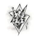 Lightning Bolt with clouds black and grey tattoo design idea
