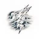 Lightning Bolt with clouds black and grey tattoo design idea