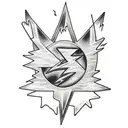 Lightning Bolt with clouds black and grey tattoo design idea
