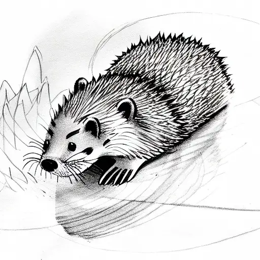 Otter and Hedgehog tattoo design idea