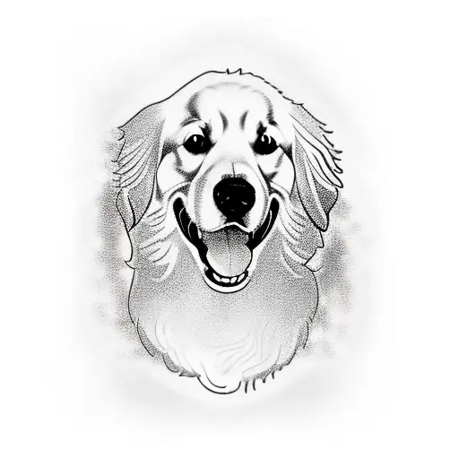 golden retriever being goofy  tattoo design idea