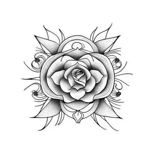 Renaissance inspired, minimalistic and floral and geometric tattoo design idea