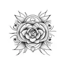 Renaissance inspired, minimalistic and floral and geometric tattoo design idea