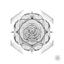 Renaissance inspired, minimalistic and floral and geometric tattoo design idea