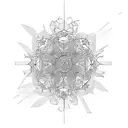 Renaissance inspired, minimalistic and floral and geometric tattoo design idea