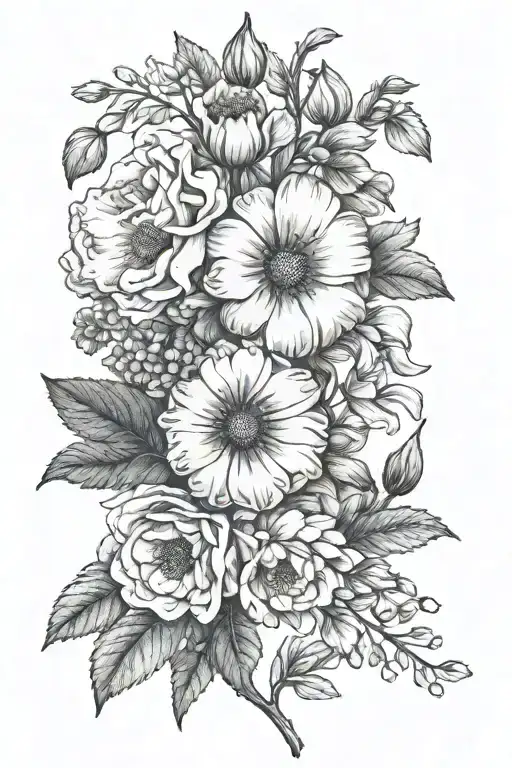 haert with birth flower may and december tattoo design idea