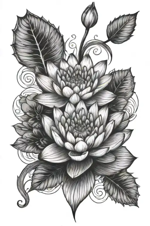 water lily pisces sign mixed tattoo design idea