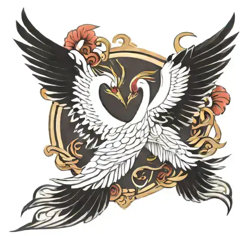 Japanese cranes  tattoo design idea
