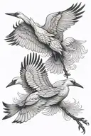 two Japanese cranes flying together tattoo design idea