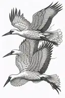 two Japanese cranes flying together tattoo design idea