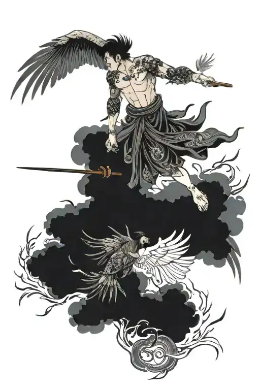 a story of icarus as he rises and falling from his ambitions tattoo design idea