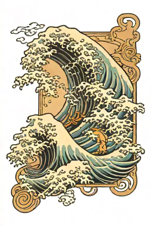 heavily gate great wave tattoo design idea