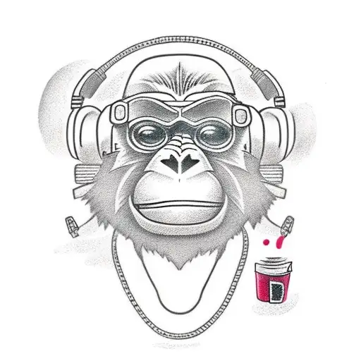 monkey using a computer tattoo design idea