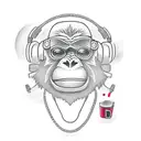 monkey using a computer tattoo design idea
