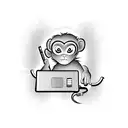 monkey using a computer tattoo design idea