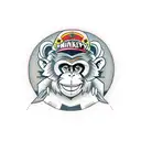 monkey using a computer tattoo design idea