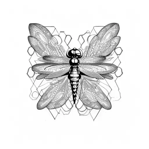 heartbeat flatline dragonfly tattoo design idea