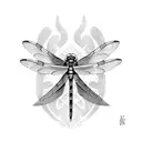 heartbeat flatline dragonfly tattoo design idea