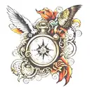 clock compass in pendulum tattoo design idea