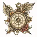 clock compass in pendulum tattoo design idea