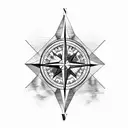 compass with mountains tattoo design idea