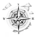 compass with mountains tattoo design idea