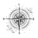 compass with mountains tattoo design idea