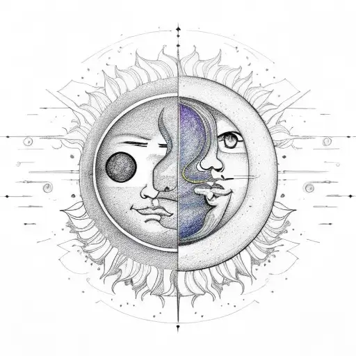 sun and moon conencting with infinity. The sun with rain creates rainbowrainbow tattoo design idea