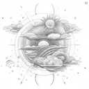 sun and moon conencting with infinity. The sun with rain creates rainbowrainbow tattoo design idea