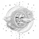 sun and moon conencting with infinity. The sun with rain creates rainbowrainbow tattoo design idea