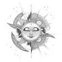 sun and moon conencting with infinity. The sun with rain creates rainbowrainbow tattoo design idea