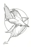 Raven flying tattoo design idea