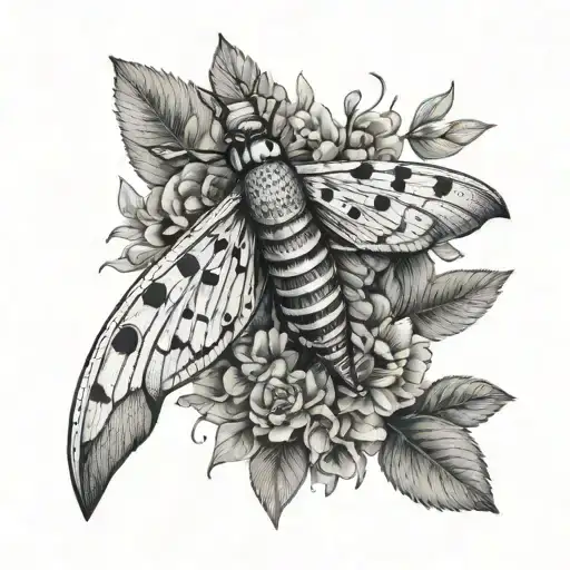 Hawk moth with a hairy mustache tattoo design idea