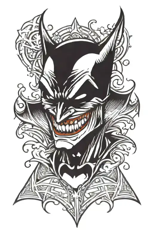 Batman, Joker laugh, Bat Symbol tattoo design idea