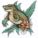 great barrier reef shark kangaroo walking on crocodile tattoo design idea