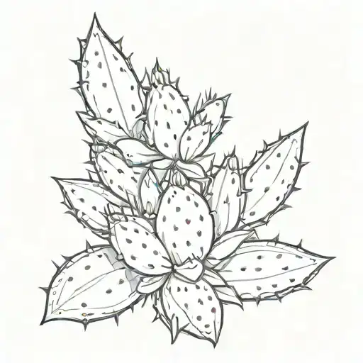 prickly pear written inside surrounded tattoo design idea