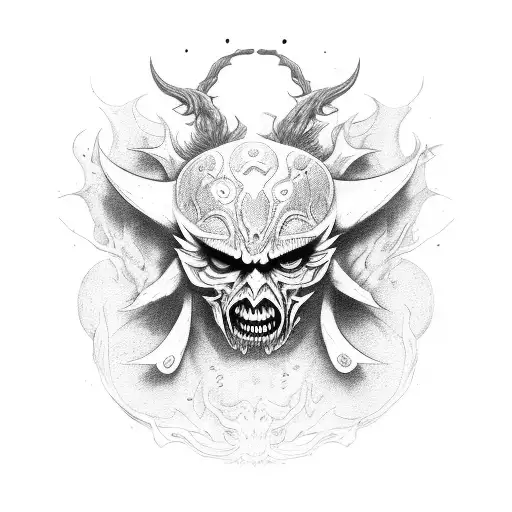 a lot of demons with bleach hollow masks tattoo design idea